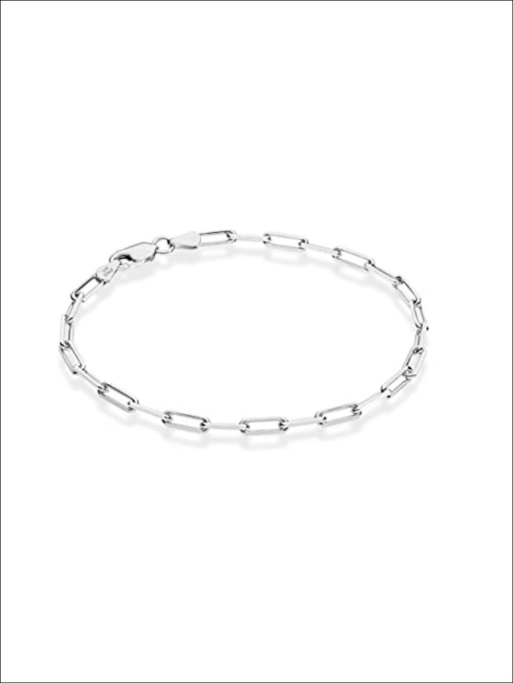925 Sterling Silver Paperclip Bracelet Diamond Cut Italian Link